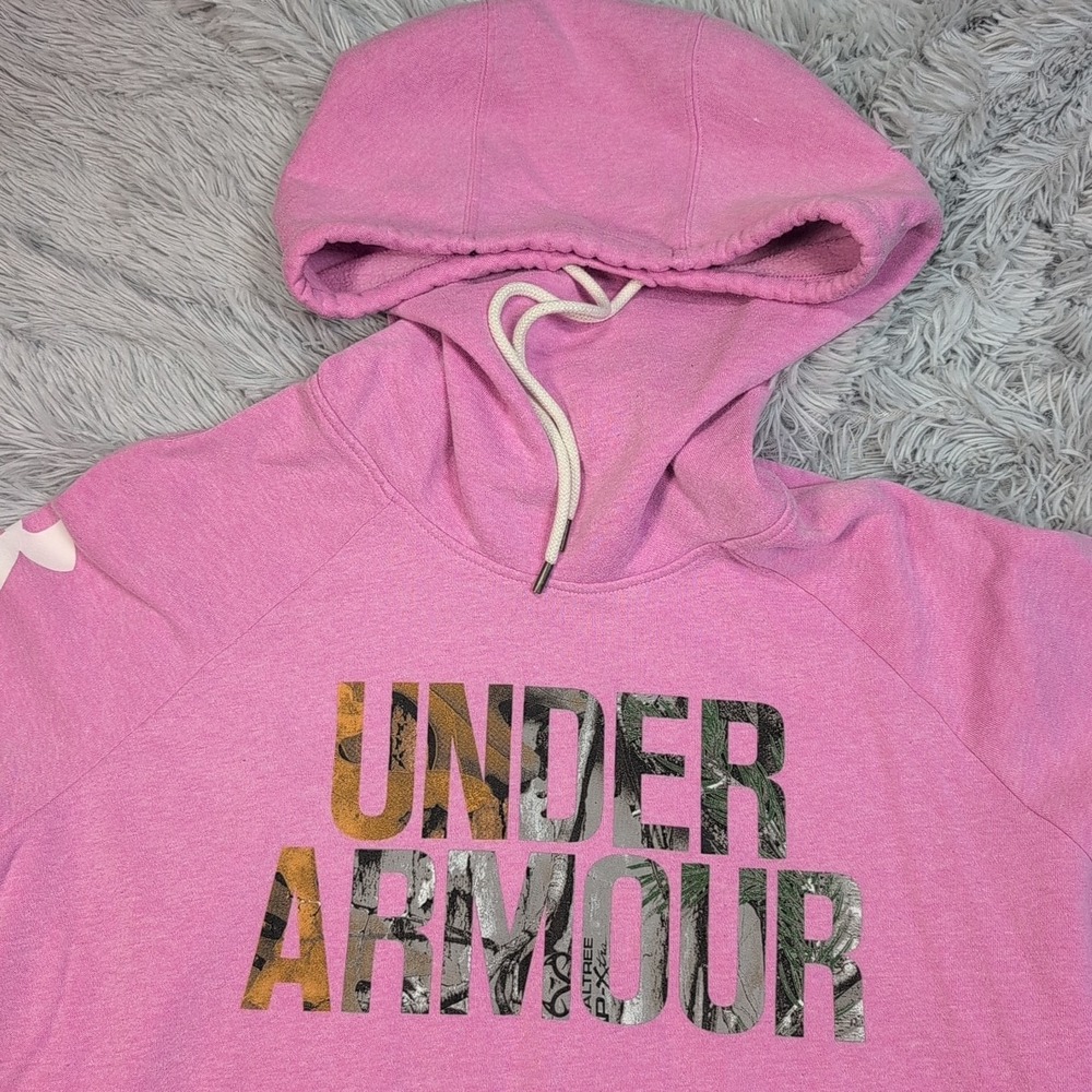 Under Armour Sweatshirt Womens L Pink Hoodie Coldgear Loose Realtree Camo - Picture 9 of 11